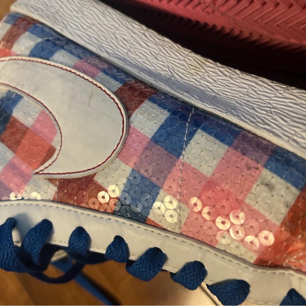 Nike Women's High-Top Sneakers in Blue, Pink, Red, White Plaid - Picture 12 of 16